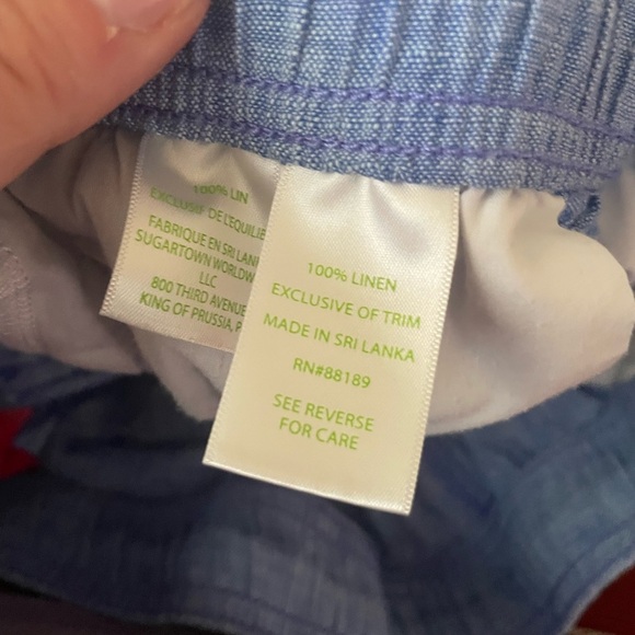 Lilly Pulitzer Light Blue Drawstring Pants 100% Linen Lightweight Stretch Size L - Picture 8 of 8